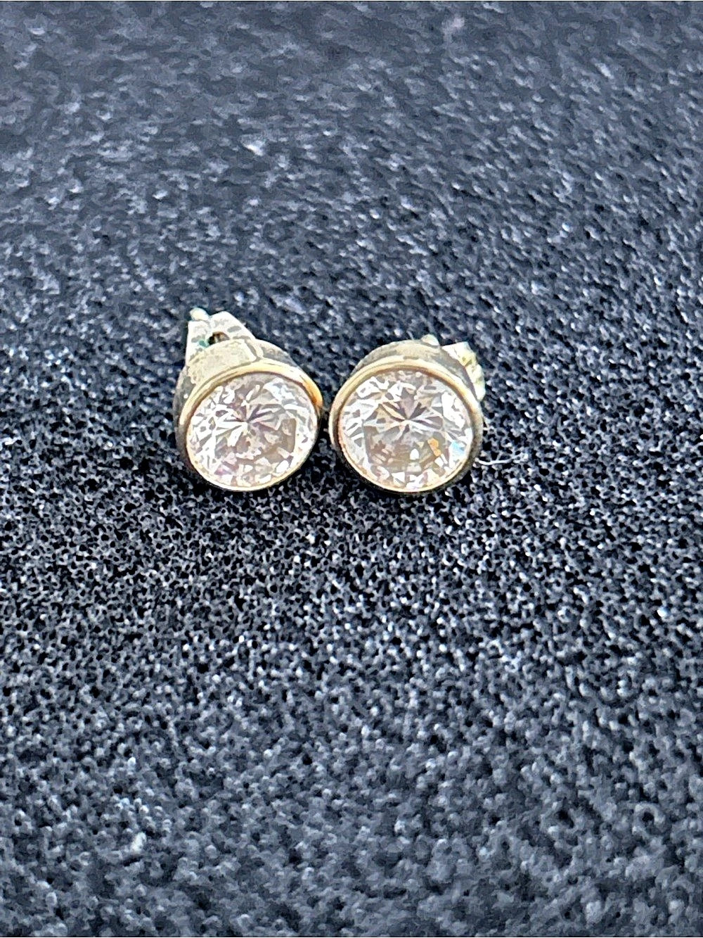 Gold-Tone Stud Cubic Zirconia Earrings 1/4” diameter
